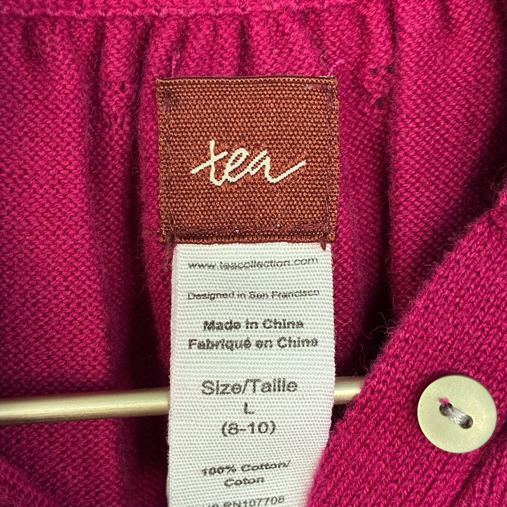 Tea Collection Fuchsia Button-Up Pointelle Sweater - Picture 7 of 11
